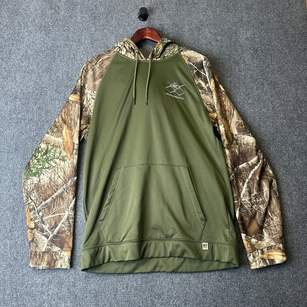 Russell Outdoors Hoodie Mens L Green Realtree Edge Camo Pullover Hunting 1701